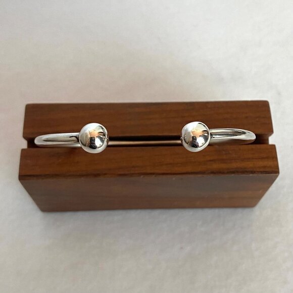 Sterling Silver 925 Thailand Removable Ball Bead Oval Cuff Charm Bracelet Sz 7 - Picture 15 of 16